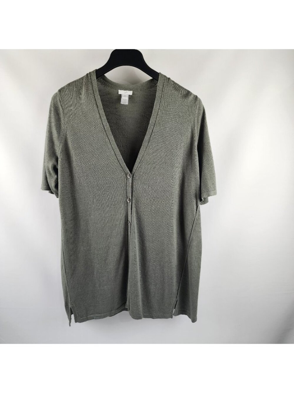 J. Jill Sweater Womens 1X S/S Linen Blend Cardigan